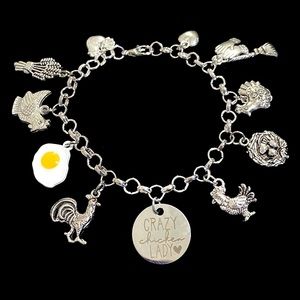 Crazy Chicken Lady Charm Bracelet
